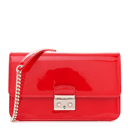 Christian Dior Metallic Box Patent Calfskin Miss Dior Promenade Pouch Red 1 of 12