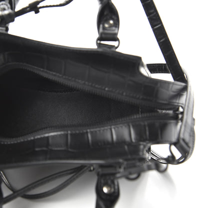 Balenciaga Semi Shiny Calfskin Crocodile Embossed Neo Classic Black Hardware Mini City Black 5 of 8