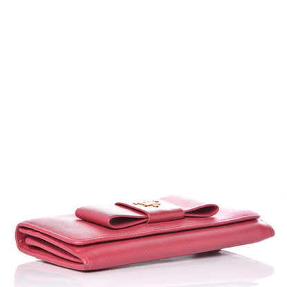 Prada Saffiano Bow Continental Wallet Peonia 4 of 15