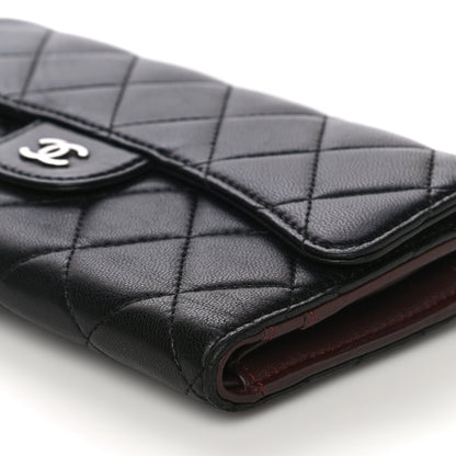 Chanel Lambskin Quilted Large Gusset Flap Wallet Black 8 of 18