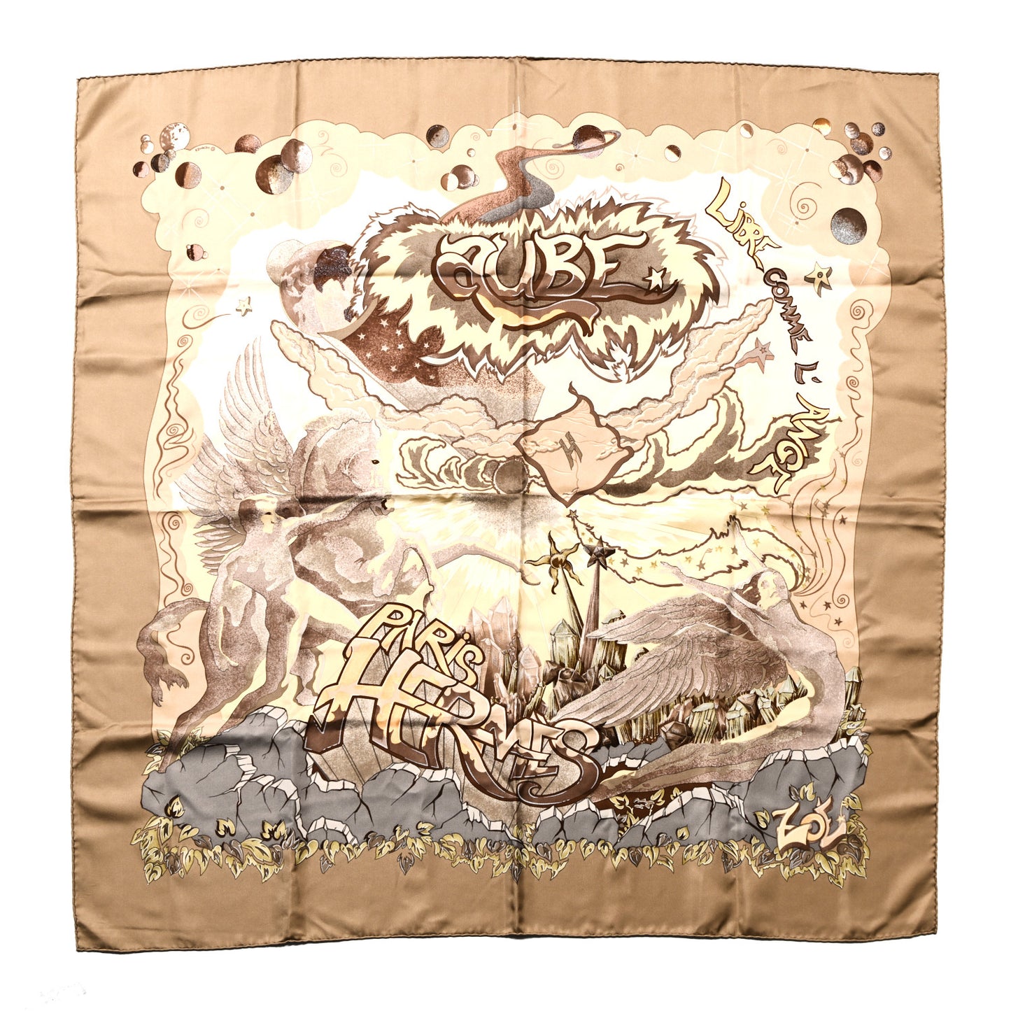 Silk Libres Comme L'Ange Scarf 90 Beige
