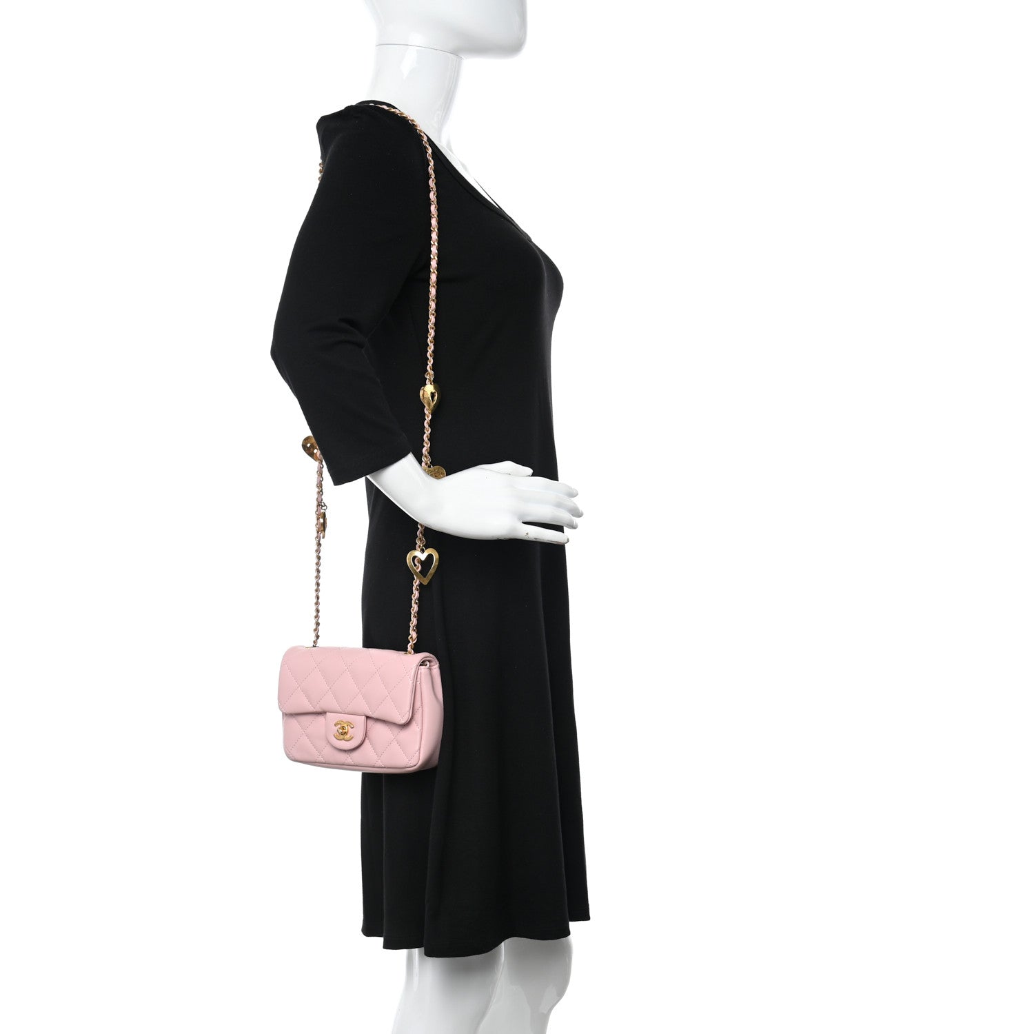 Chanel Lambskin Quilted Mini Heart Charms Flap Light Pink 2 of 10