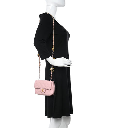Chanel Lambskin Quilted Mini Heart Charms Flap Light Pink 2 of 10
