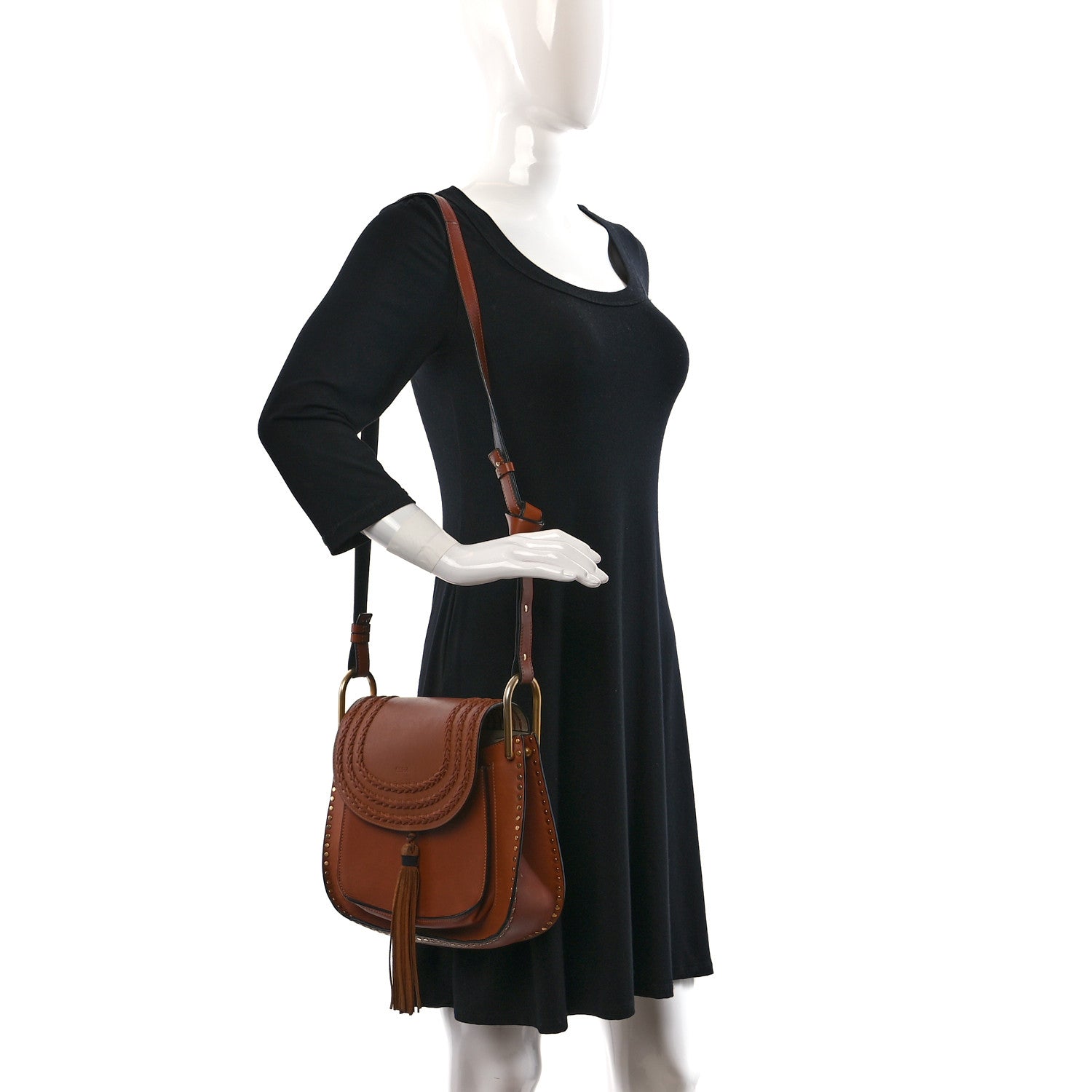 Chloe Calfskin Braided Medium Hudson Shoulder Bag Caramel 2 of 9