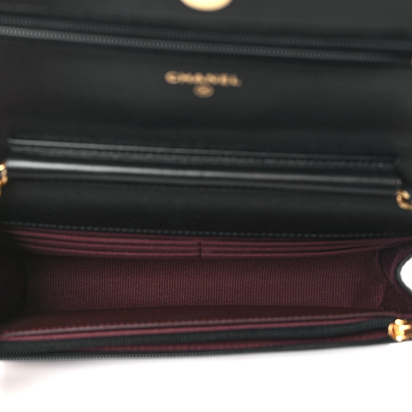 Lambskin Quilted Wallet On Chain WOC Black