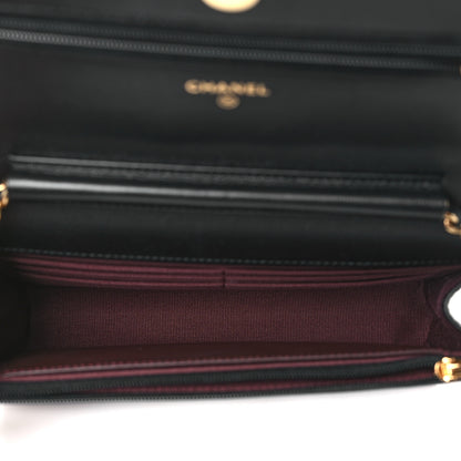 Chanel Lambskin Quilted Wallet On Chain WOC Black 5 of 11