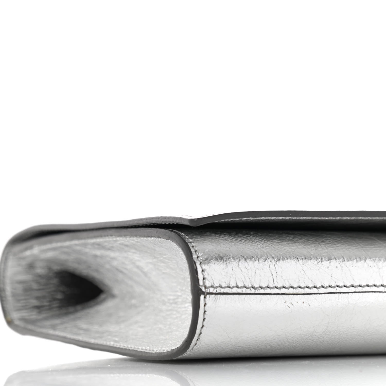 Saint Laurent Metallic Calfskin Monogram Large Belle De Jour Clutch Silver 5 of 8