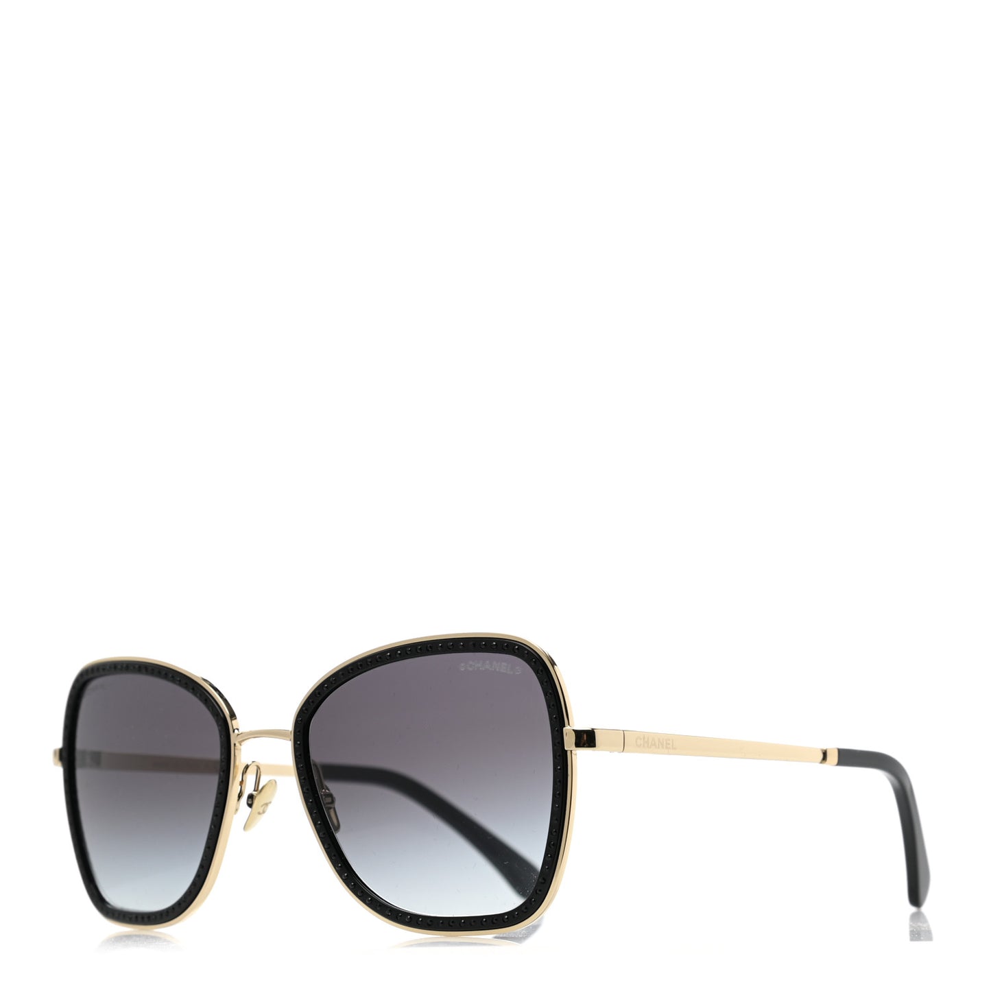 Square Frame Sequin Sunglasses 4277-B Gold Black
