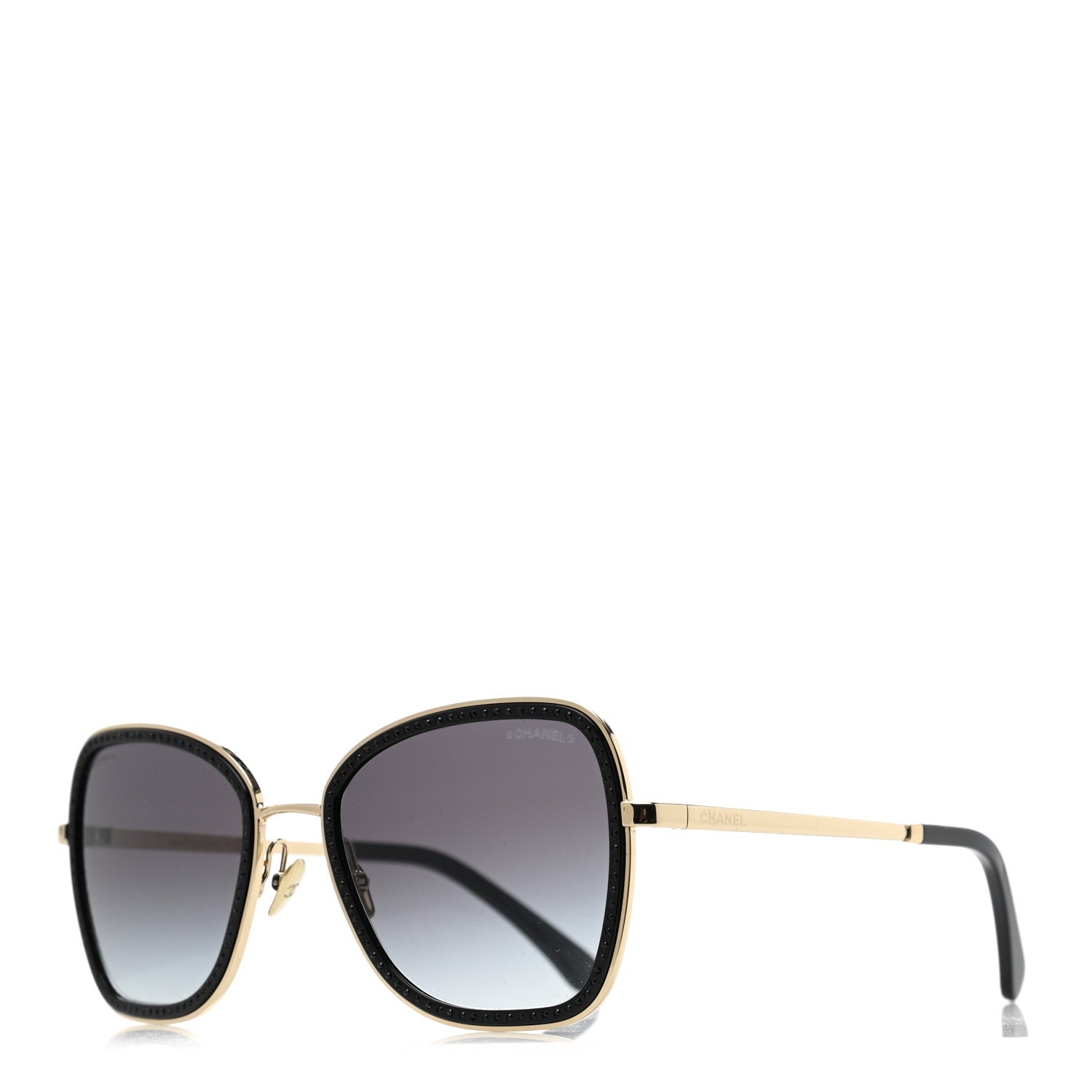 Chanel Square Frame Sequin Sunglasses 4277-B Gold Black 1 of 8
