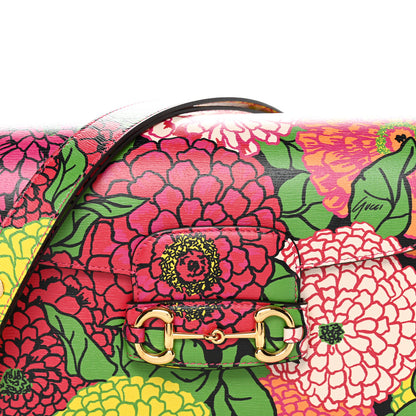 Gucci X KEN SCOTT New Shangai Calfskin Pomponica Print Horsebit 1955 Shoulder Bag Multicolor Fuxia Pompon 8 of 10