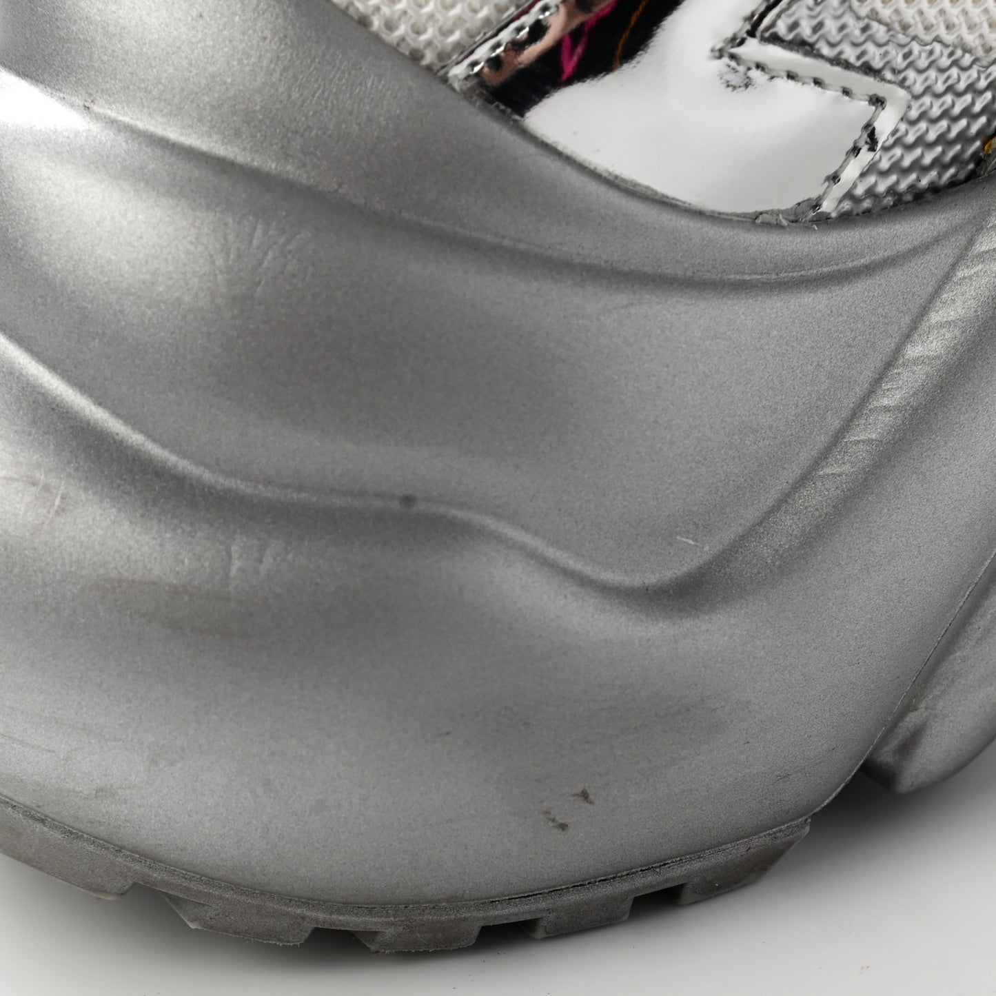 Metallic Calfskin Technical Nylon LV Archlight Sneaker 35 Silver White