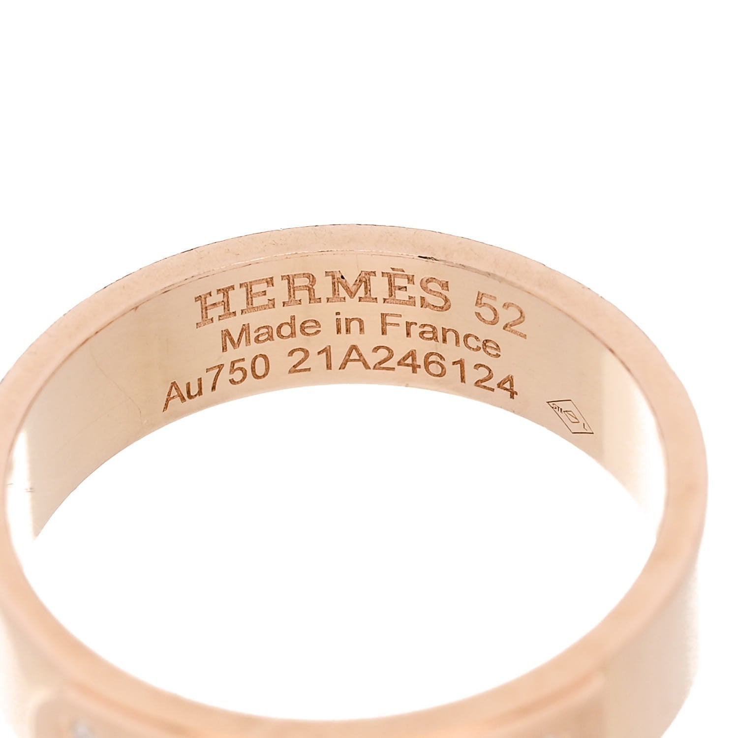 Hermes 18K Rose Gold Diamond PM Kelly Ring 52 6 4 of 5