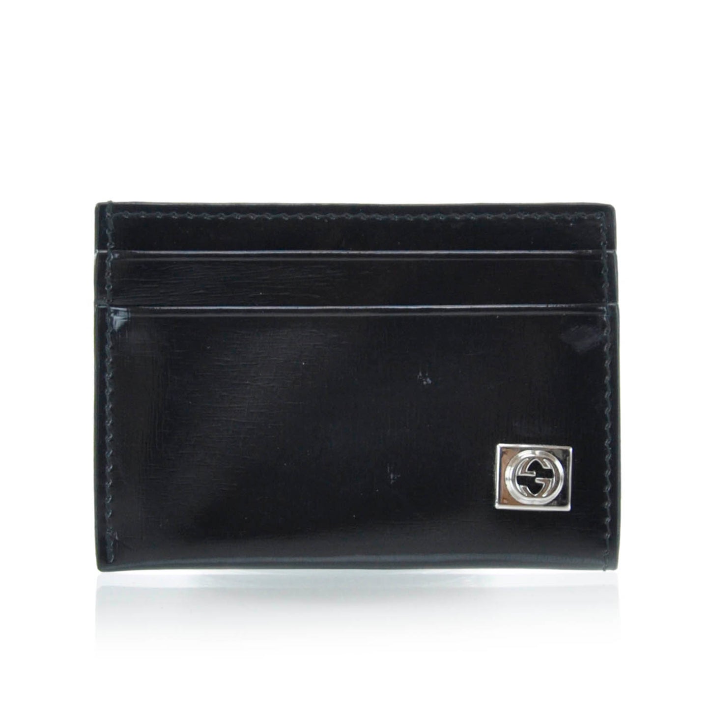 Leather Card Case Holder Black