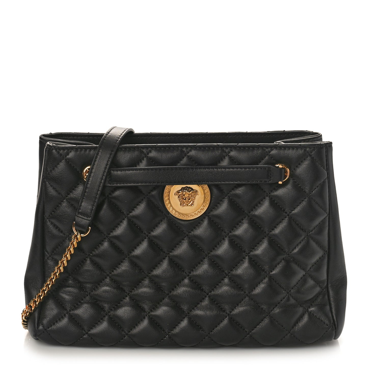 Nappa Quilted Medusa Chain Bag Black