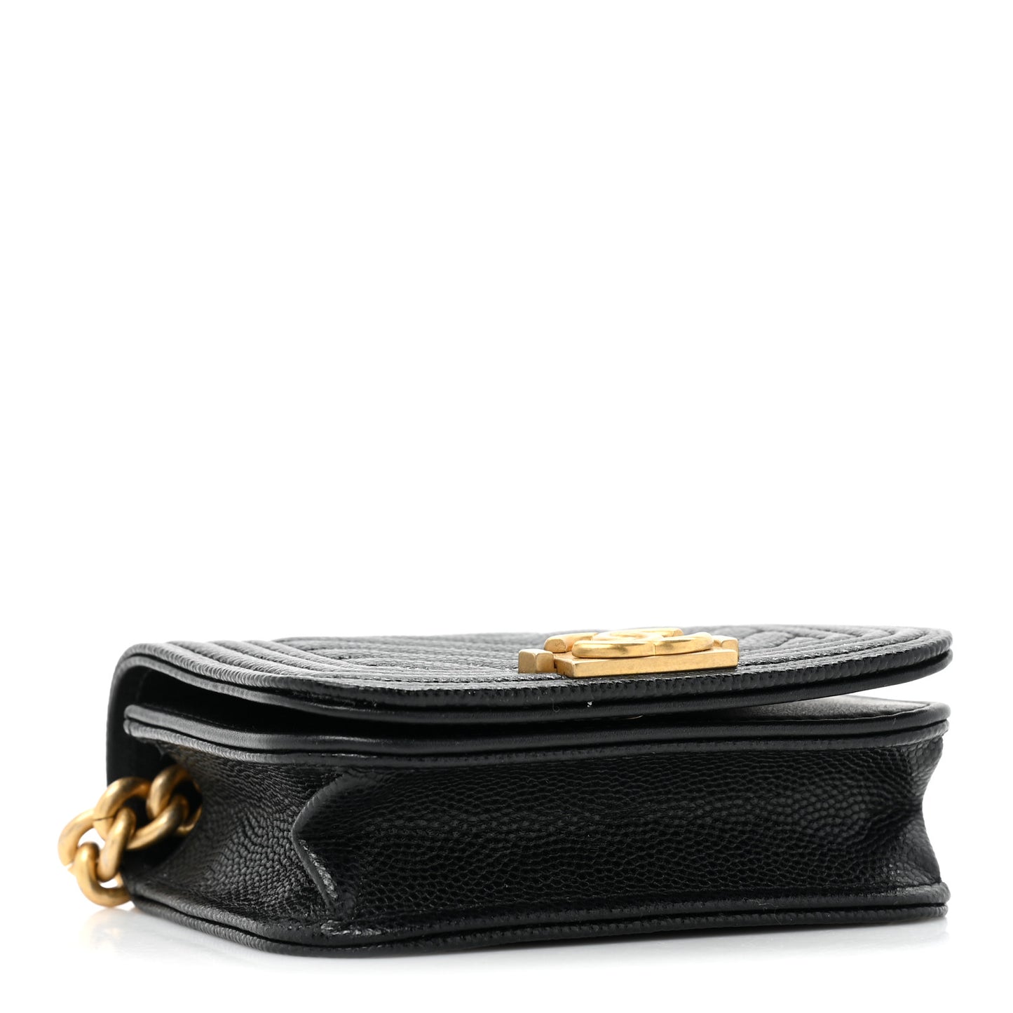 Caviar Chevron Quilted Boy Flap Waist Belt Bag Black