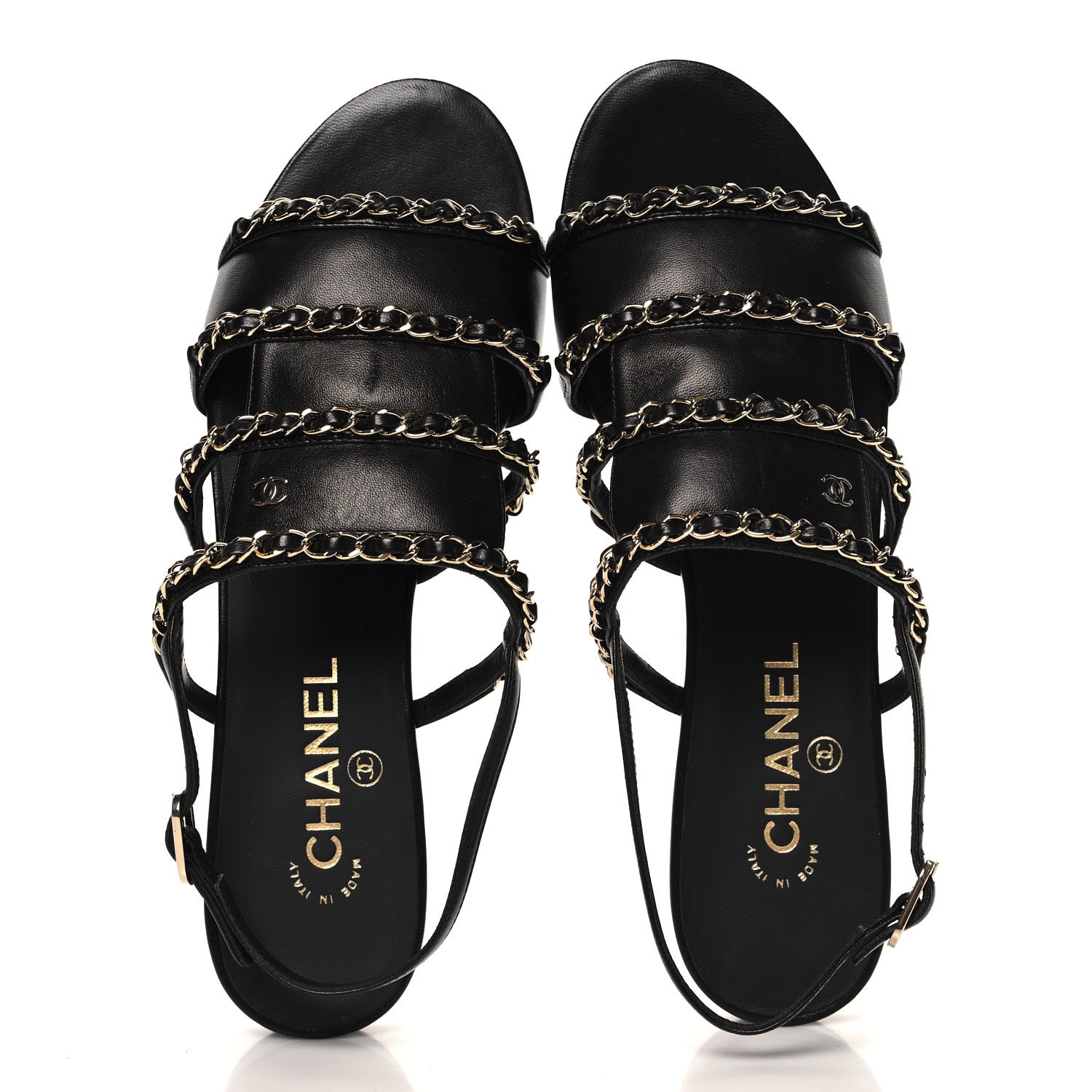 Chanel Lambskin Chain CC Sandals 40 Black 2 of 10