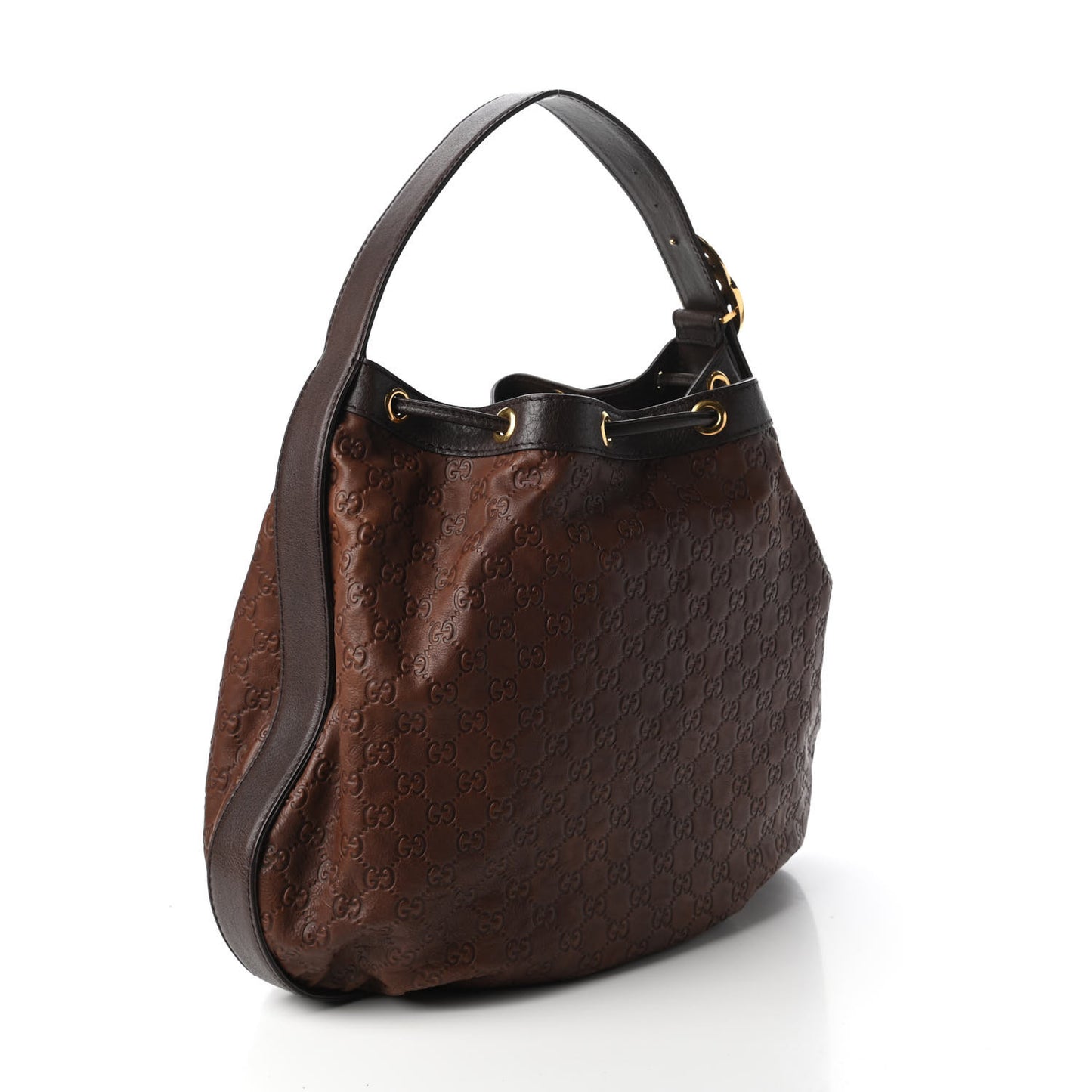 Guccissima Medium Interlocking Icon Shoulder Bag Dark Brown