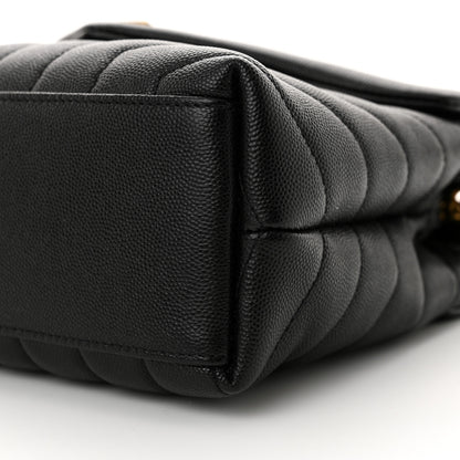 Saint Laurent Grain de Poudre Calfskin Y Quilted Monogram Small Loulou Chain Satchel Black 10 of 10