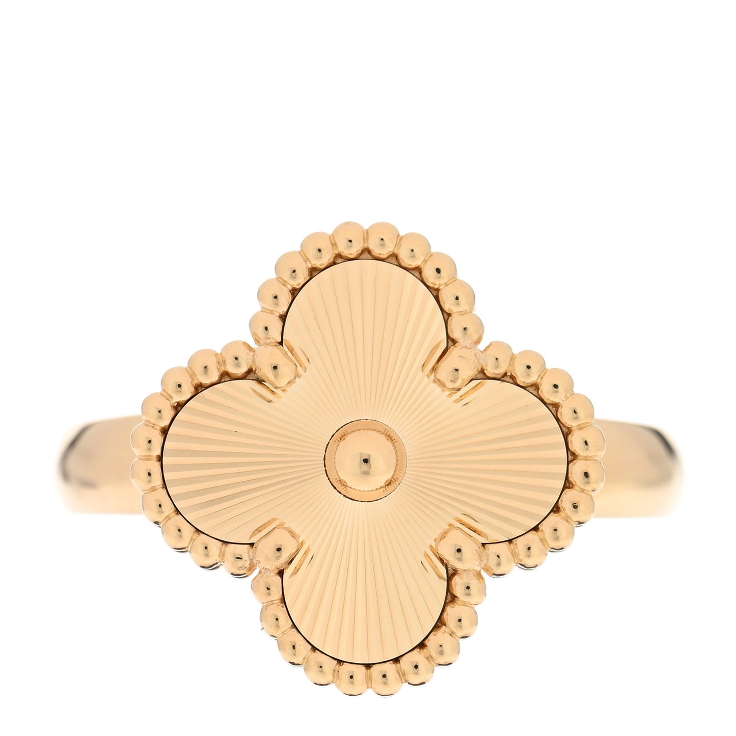 18K Yellow Gold Guilloche Vintage Alhambra Ring 52 6