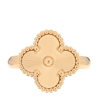 Van Cleef & Arpels 18K Yellow Gold Guilloche Vintage Alhambra Ring 52 6 1 of 5