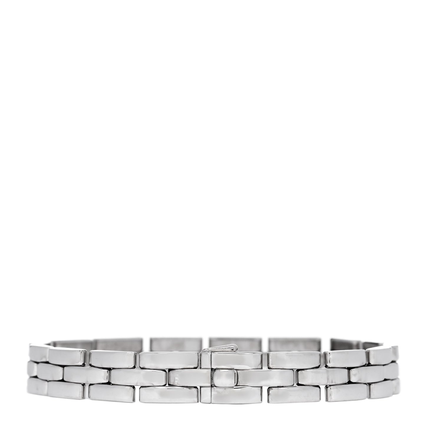 18k White Gold Panthere Maillon Three Row Bracelet