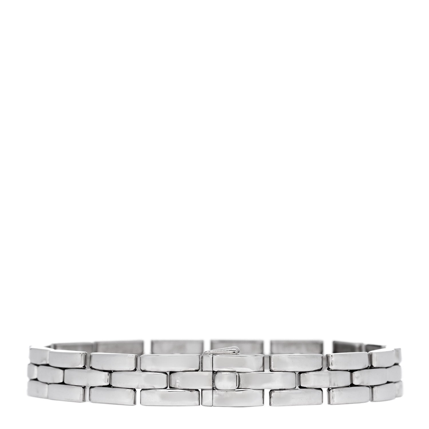 Cartier 18k White Gold Panthere Maillon Three Row Bracelet 2 of 4