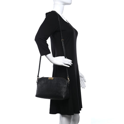Burberry Signature Grain Calfskin Check Embossed Small Chichester Crossbody Clutch Bag Black 2 of 9