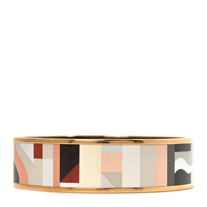 Hermes Enamel Printed Perspective Cavaliere Wide Bracelet 62 Rose Gold 3 of 6