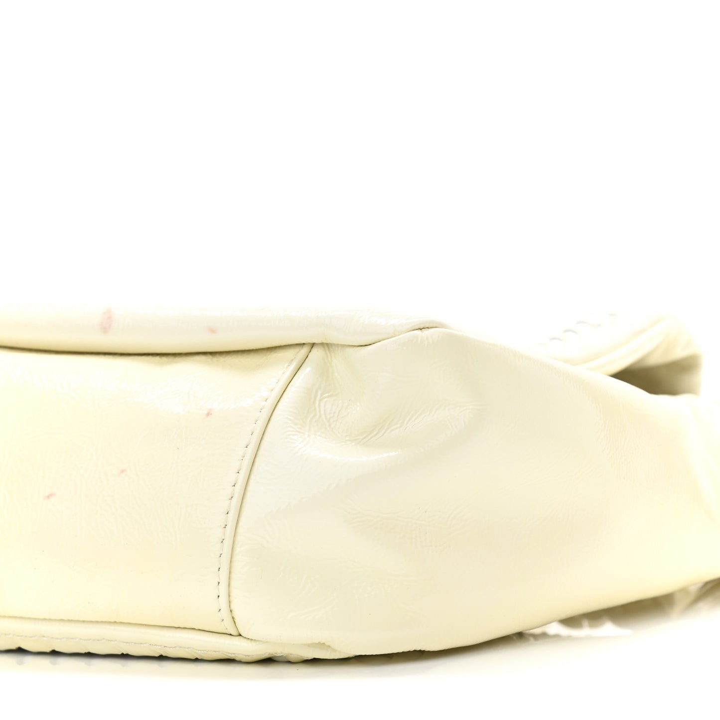 Crinkled Patent Modern Chain Flap White