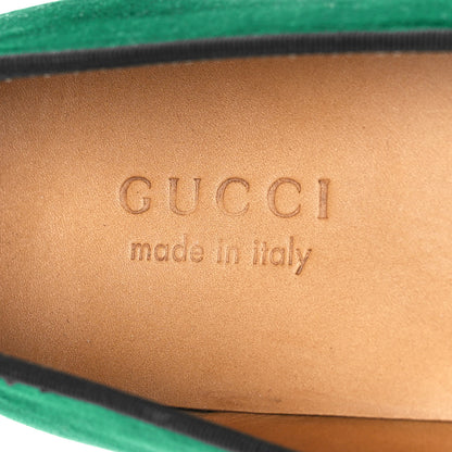 Gucci Softy Velvet Horsebit Mens Jordaan Loafers 9 Green Gemstone Black 8 of 11