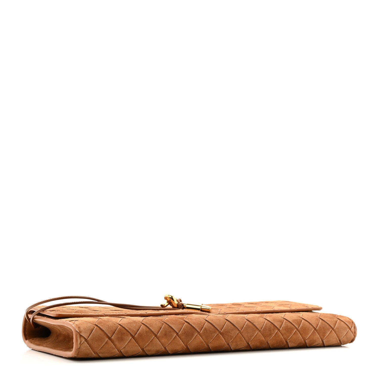 Bottega Veneta Suede Intrecciato Long Andiamo Top Handle Clutch Amber 4 of 10