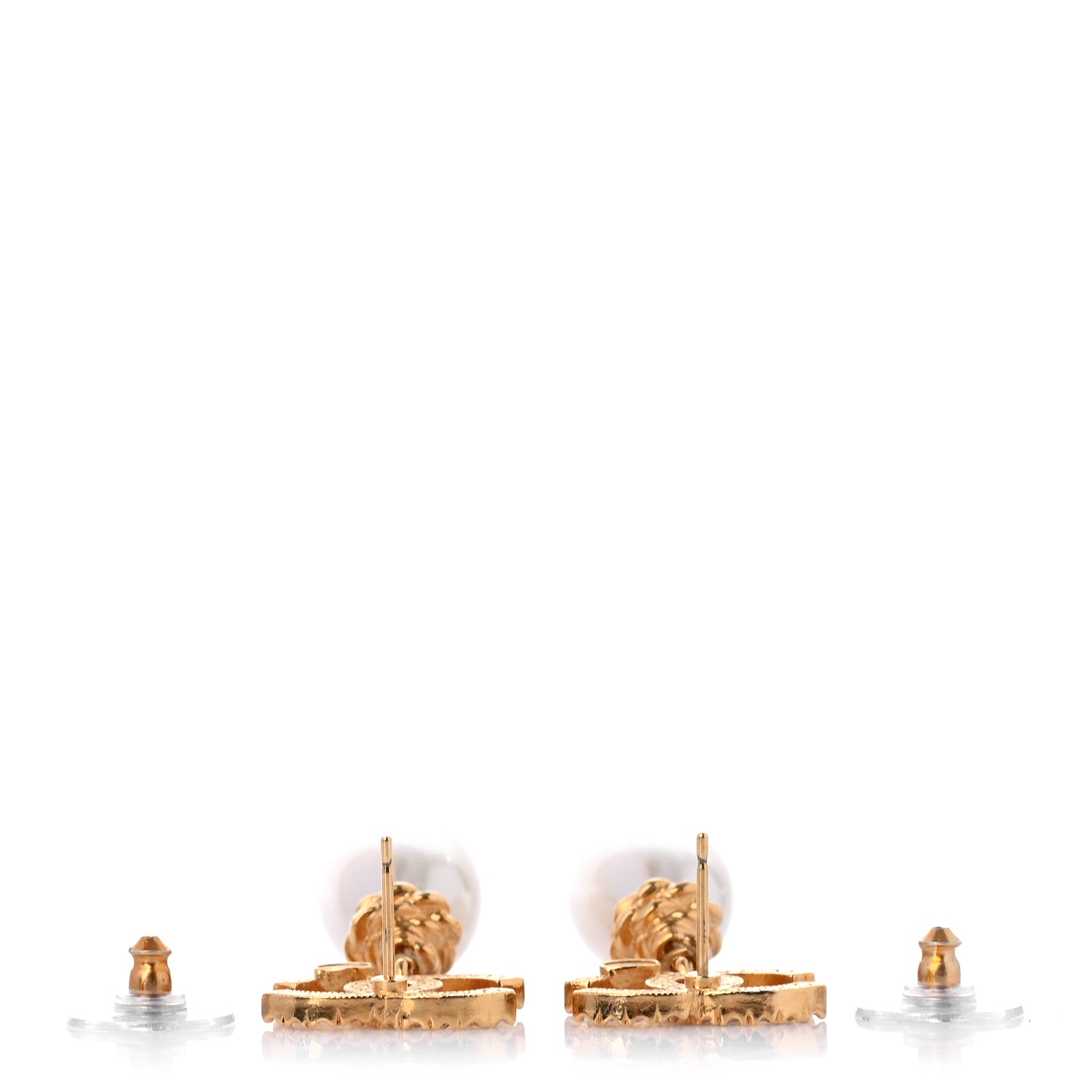 Chanel Crystal Pearl CC Braided Drop Earrings Gold 3 of 4