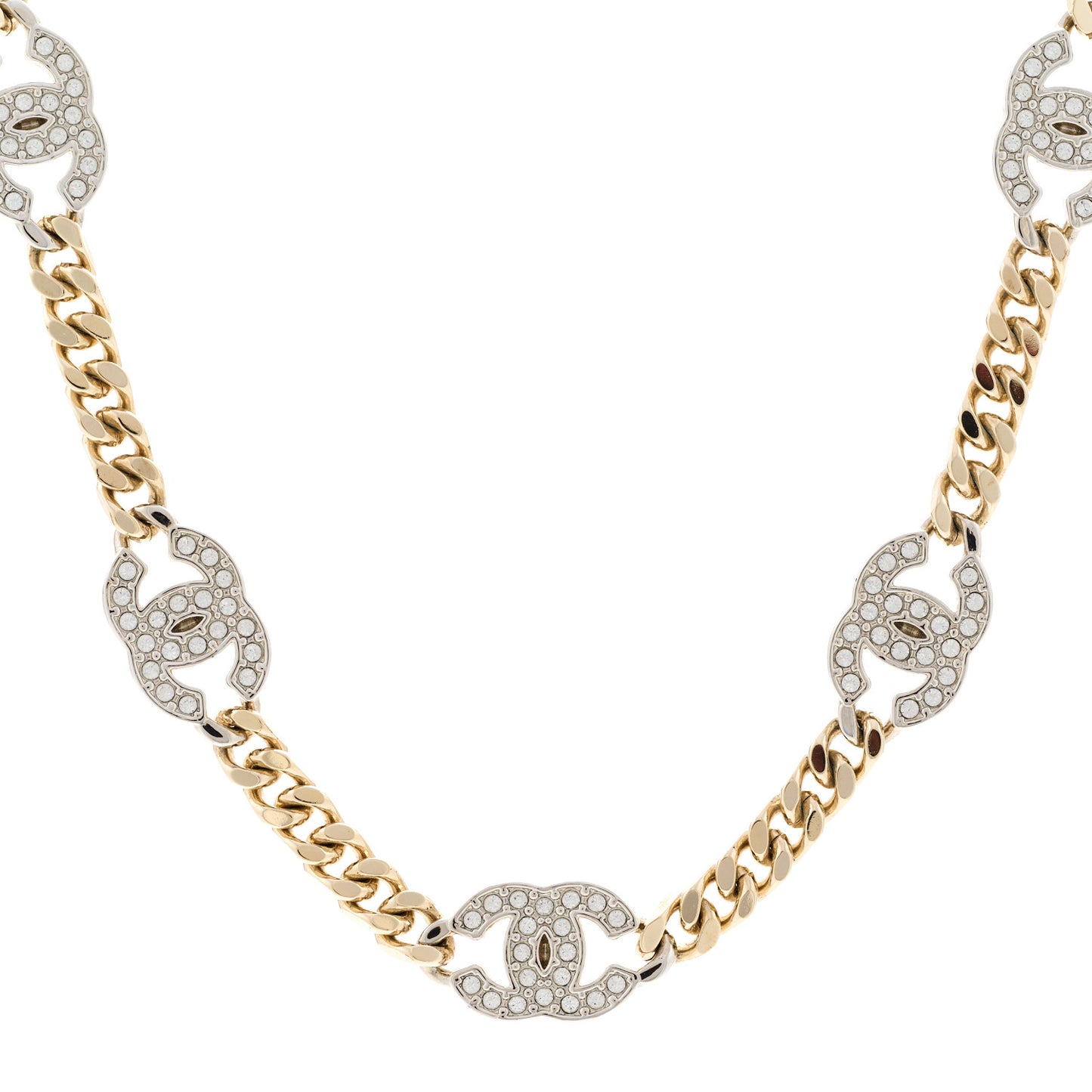 Crystal Chain CC Link Choker Gold Silver