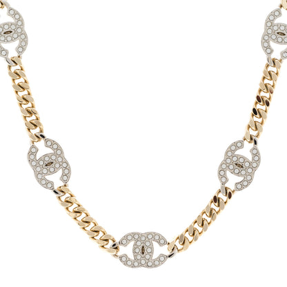 Chanel Crystal Chain CC Link Choker Gold Silver 4 of 6
