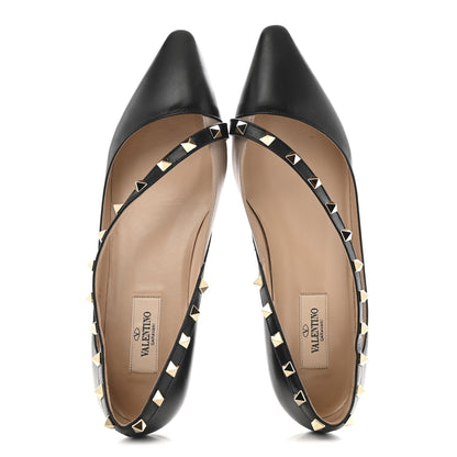Valentino Garavani Calfskin Nappa Rockstud D'Orsay Strap Flats 37 Black Poudre 2 of 10