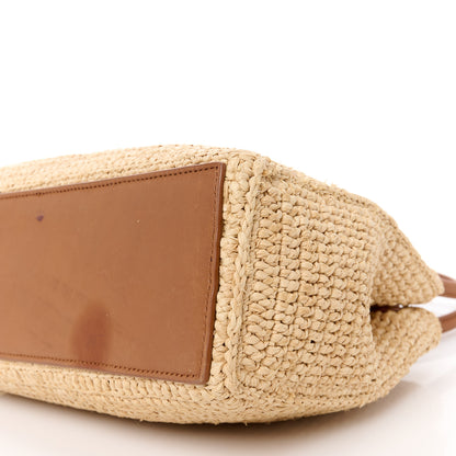 Saint Laurent Raffia Calfskin Panier Rectangle Tote Naturel Brick 11 of 13