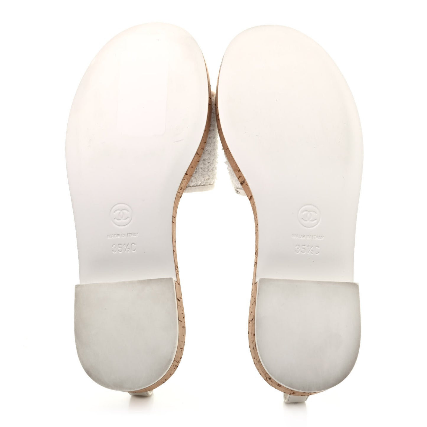Tweed Cork CC Chain Mule Sandal 35.5 White