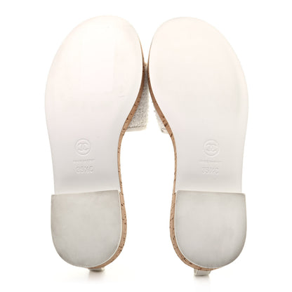 Chanel Tweed Cork CC Chain Mule Sandal 35.5 White 4 of 4