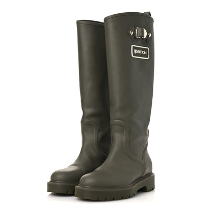 Louis Vuitton Rubber Calfskin Territory Flat High Boots 36 Khaki 4 of 13