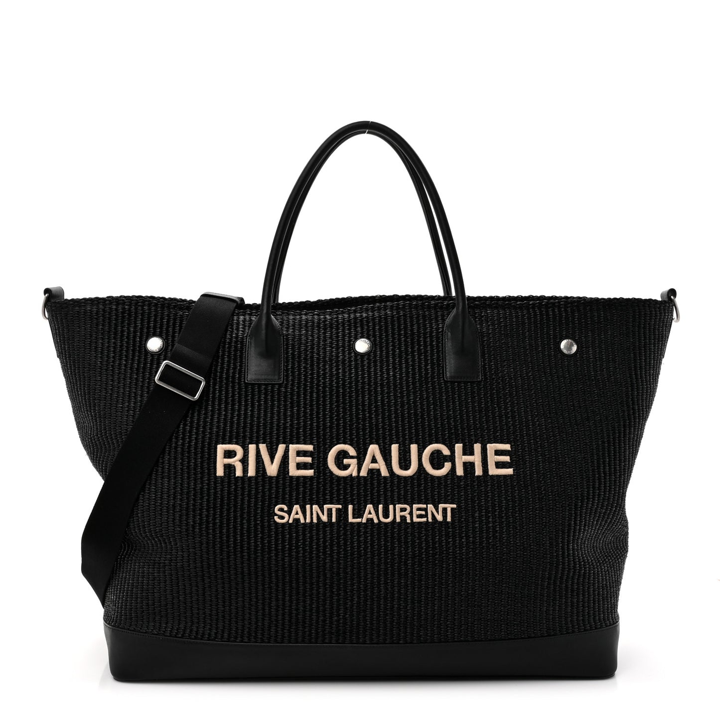 Linen Calfskin Rive Gauche Maxi Tote Black