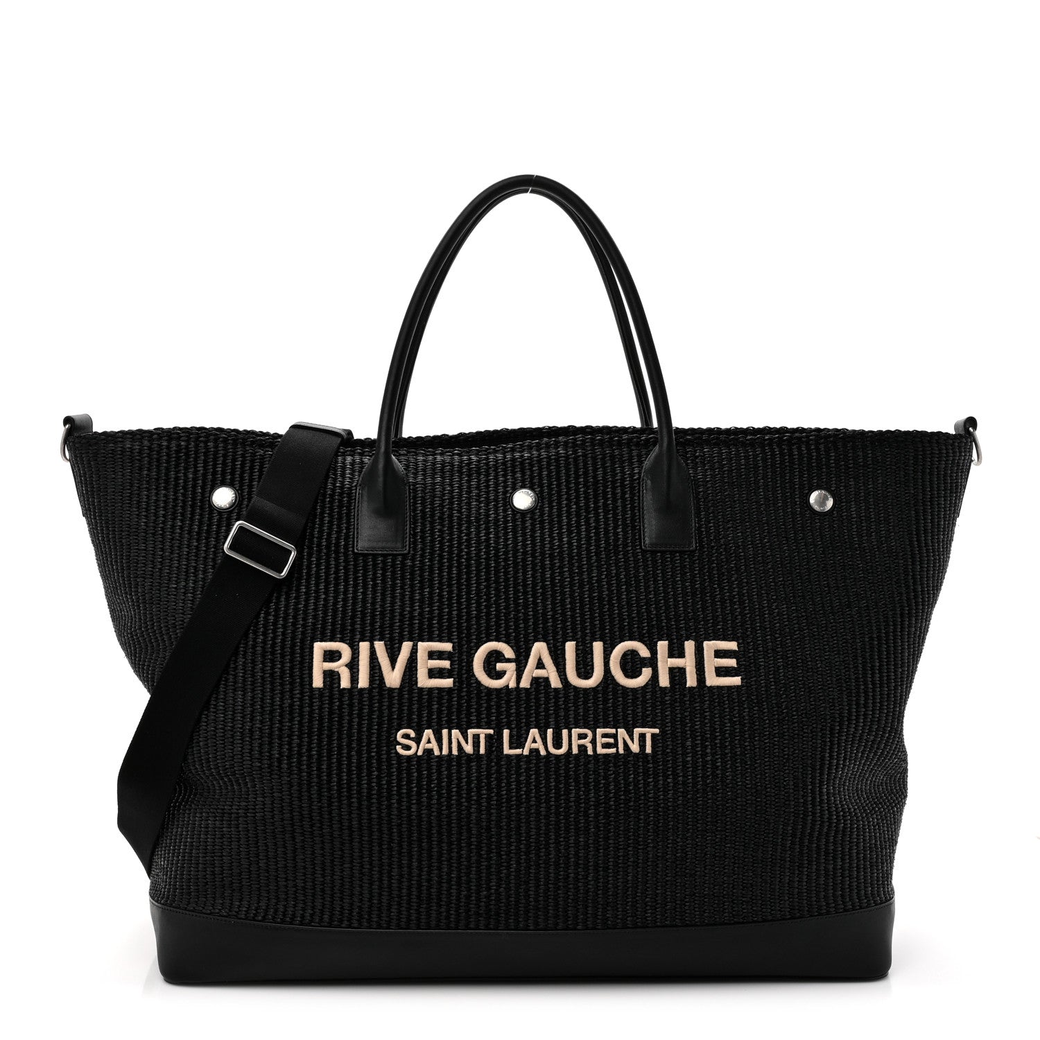 Saint Laurent Linen Calfskin Rive Gauche Maxi Tote Black 1 of 10