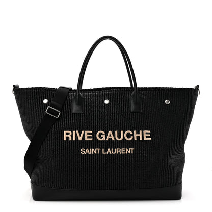 Saint Laurent Linen Calfskin Rive Gauche Maxi Tote Black 1 of 10