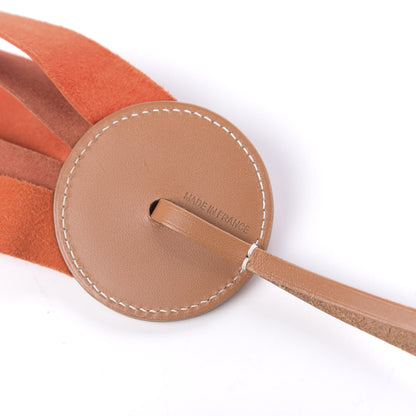 Hermes Hunter Cowhide Milo Lambskin Paddock Flot Bag Charm Orange 4 of 4