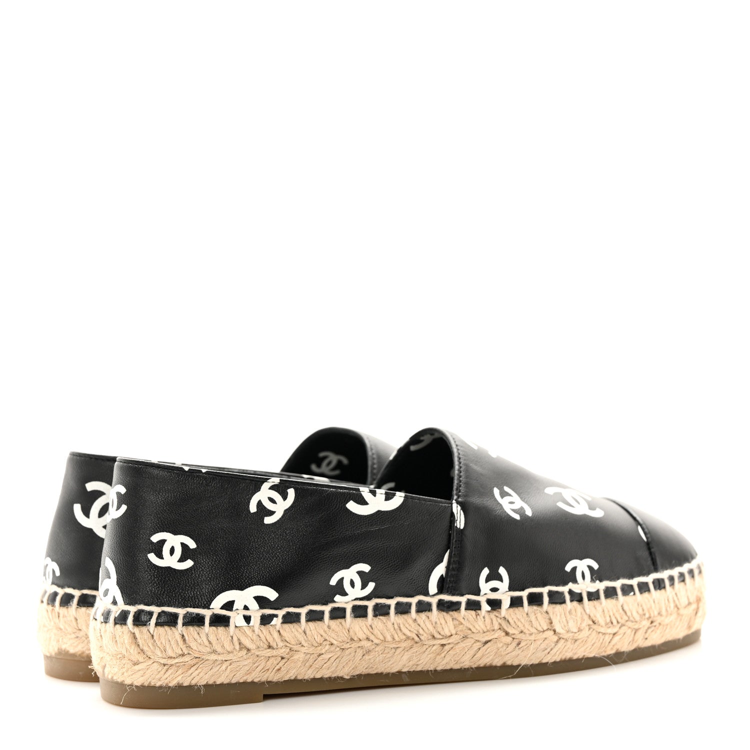 Chanel Lambskin Printed CC Espadrilles 36 Black White 4 of 11