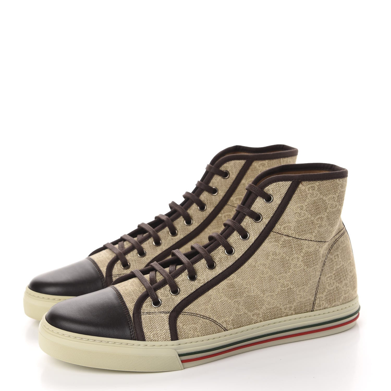 Gucci GG Supreme Monogram Mens High Top Sneakers 11.5 Brown 3 of 11
