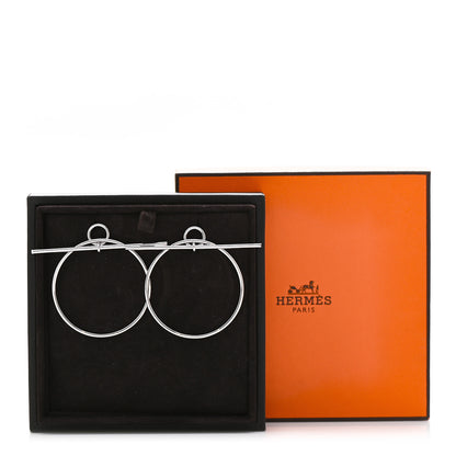 Hermes Sterling Silver MM Loop Earrings 5 of 5