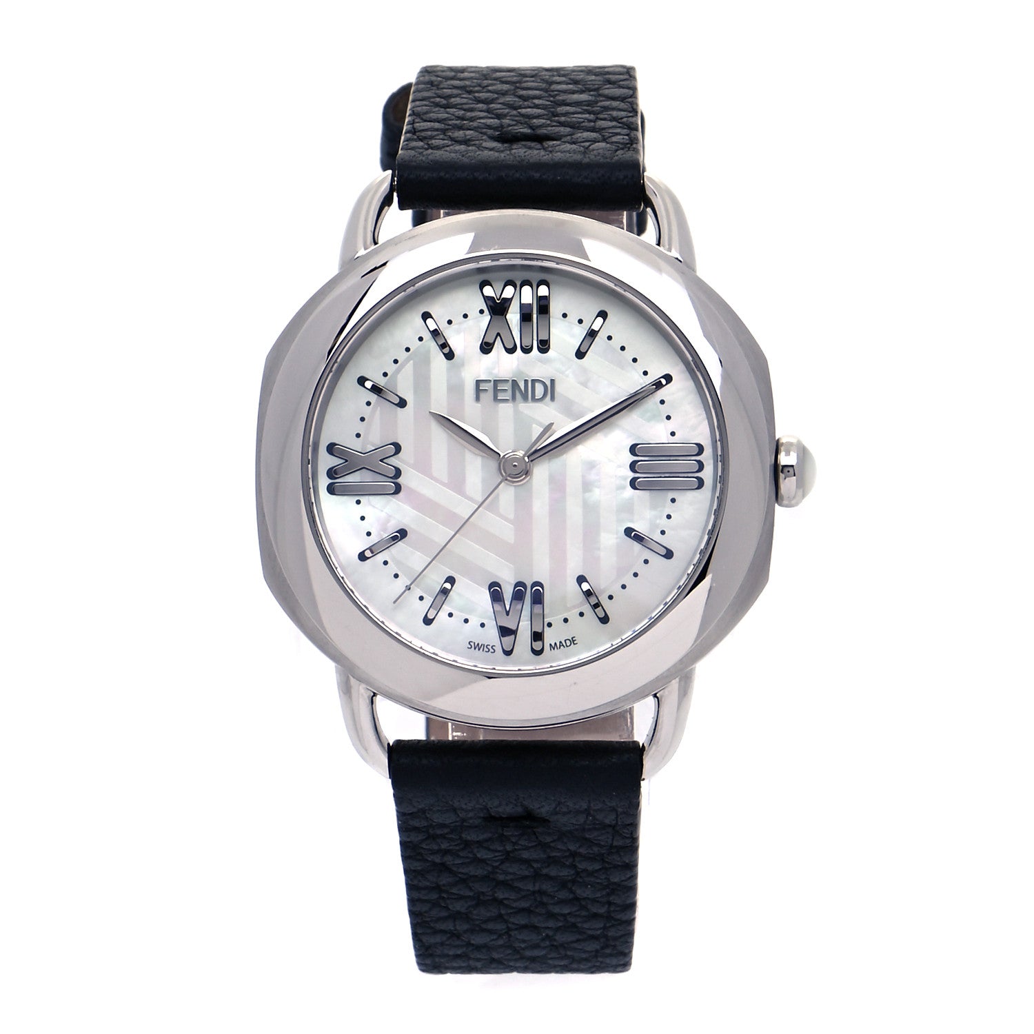Fendi Stainless Steel Calfskin Mother of Pearl 37mm Selleria Quartz Watch 1 of 7