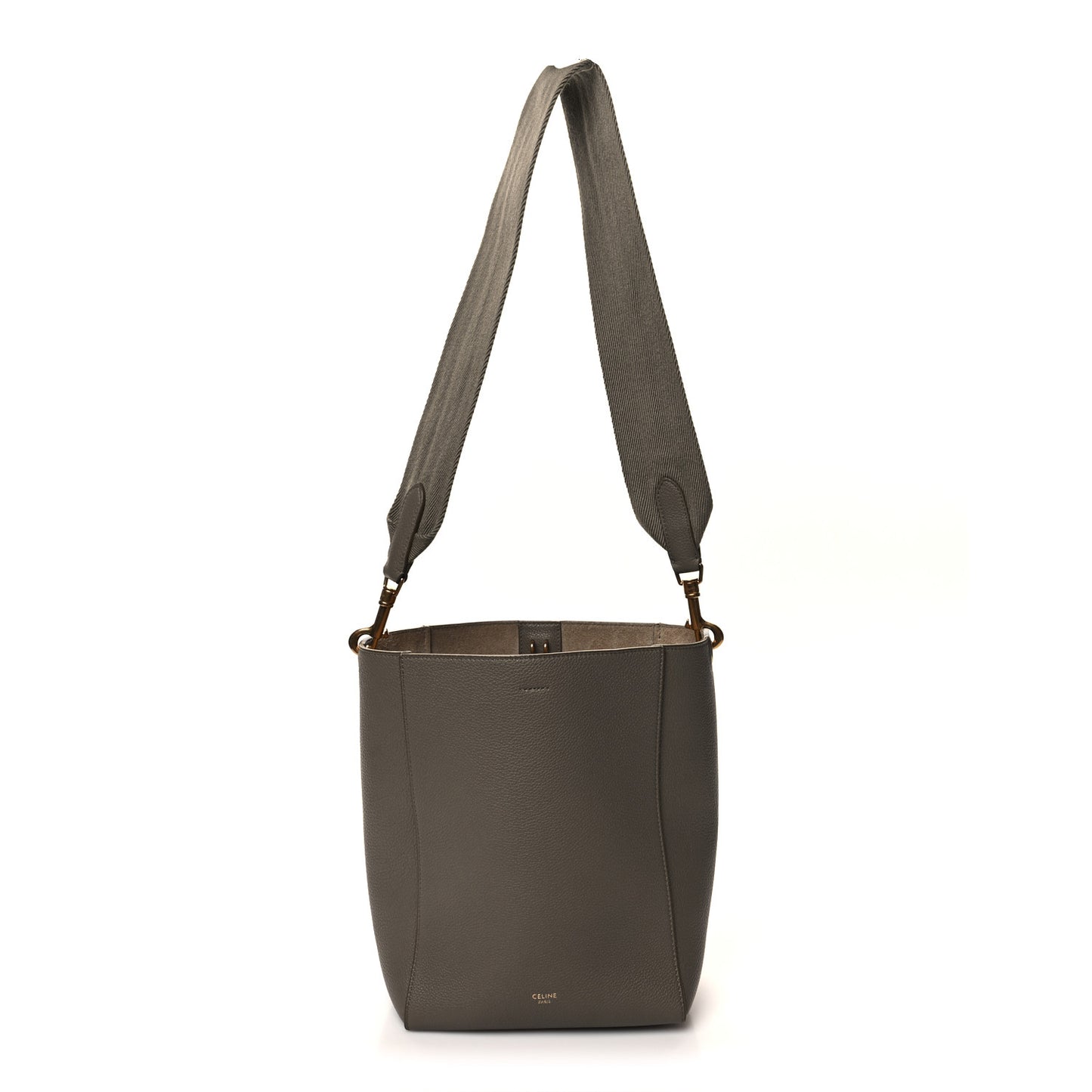 Soft Grained Calfskin Small Sangle Bucket Bag Taupe