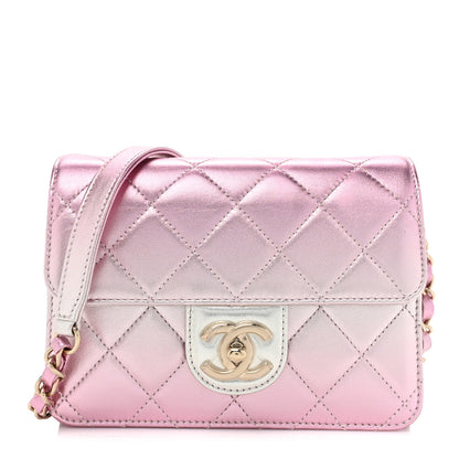 Chanel Metallic Lambskin Like A Wallet Flap Golden Pink 1 of 10