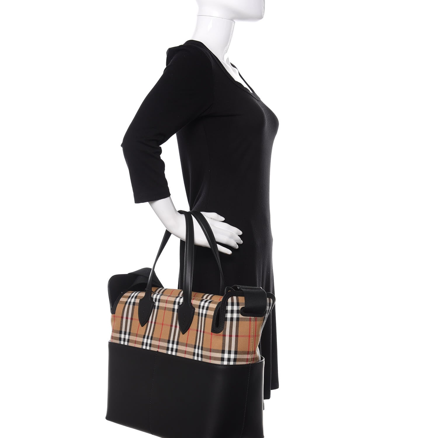 Burberry Calfskin Vintage Check Kingswood Achly Diaper Bag Black 3 of 12